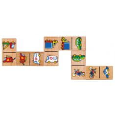 Viga Toys VIGA Izobraževalni leseni domino igralni set Vozila 28 kosov za valjanje Montessori