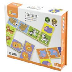 Viga Toys VIGA Leseni bloki DOMINO Igralni set Živali 28 kosov, ki jih je mogoče prevrniti