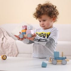 Viga Toys Montessori leseni vlakec z vagoni in živalmi za vleko PolarB