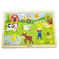 Viga Toys VIGA Lesena kmetija Puzzle 24 elementov