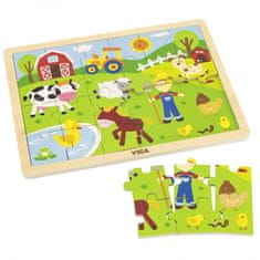 Viga Toys VIGA Lesena kmetija Puzzle 24 elementov