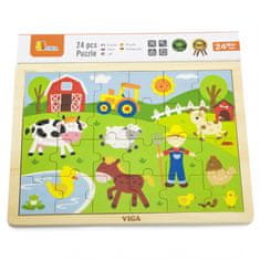 Viga Toys VIGA Lesena kmetija Puzzle 24 elementov