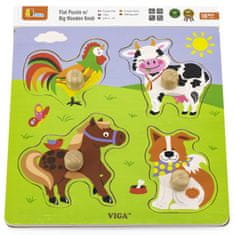 Viga Toys VIGA Lesena sestavljanka z žebljički Kmetija