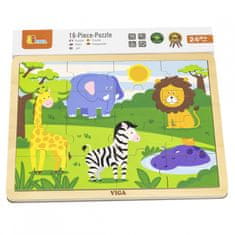 Viga Toys VIGA Lesena sestavljanka Safari 16 kosov