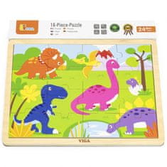 Viga Toys VIGA Lesena sestavljanka Dinozavri 16 kosov