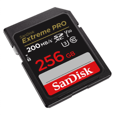 SanDisk Extreme PRO 256 GB SDXC spominska kartica 200 MB/s in 140 MB/s, UHS-I, razred 10, U3, V30