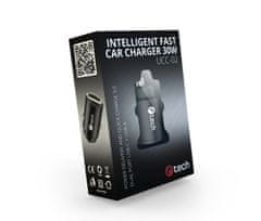 C-Tech Avtomobilski polnilnik USB UCC-02, 1x tip C + 1x tip A, 30W, Power delivery 3.0, Quick Charge