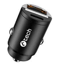 C-Tech Avtomobilski polnilnik USB UCC-02, 1x tip C + 1x tip A, 30W, Power delivery 3.0, Quick Charge