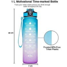 Mormark Flaška za vodo z motivacijskimi verzi in časovnimi oznakami 1 Liter | SIPSOUL