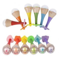 Classic world CLASSIC WORLD Rattle 2v1 Leseni inštrument Rainbow Maracas 1 kos.