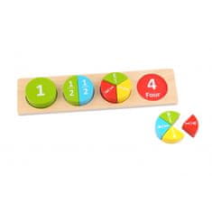 Tooky Toy TOOKY TOY Lesene Montessori izobraževalne okrogle uganke Učenje ulomkov Matematika