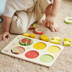 Classic world Leseno sadje za rezanje z velcro + Učenje ulomkov in deljenja Montessori 23 el.