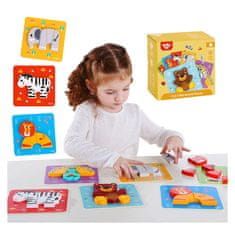 Tooky Toy  Lesene sestavljanke Montessori Puzzle Set 34 El. + 6 desk