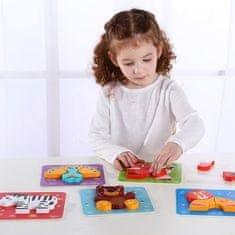 Tooky Toy  Lesene sestavljanke Montessori Puzzle Set 34 El. + 6 desk