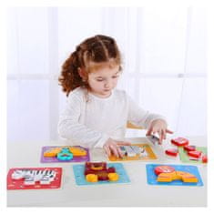 Tooky Toy  Lesene sestavljanke Montessori Puzzle Set 34 El. + 6 desk