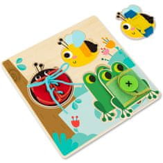 Tooky Toy Tooky Toy Lesena izobraževalna tabla Sorter Vaja String Button Buckle