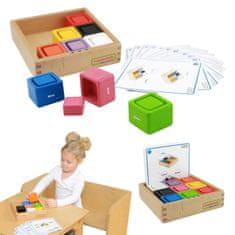 Masterkidz Barvne skodelice in kvadratni bloki Lesena igrača Colour Sorter Montessori