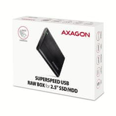 AXAGON EE25-A6M, USB 3.2 Gen 1 - SATA 6G 2,5" kovinska škatla RAW, brez vijakov