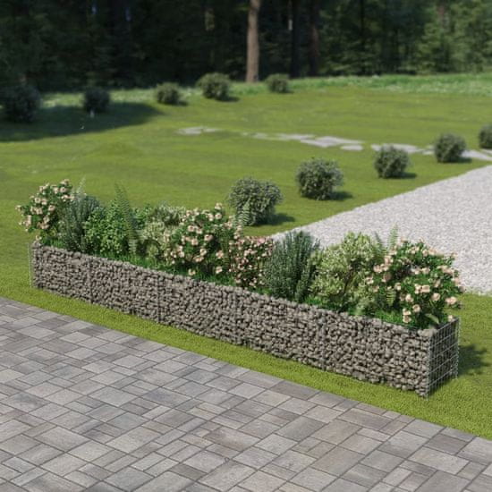 Vidaxl Visoka greda gabion pocinkano jeklo 450x50x50 cm