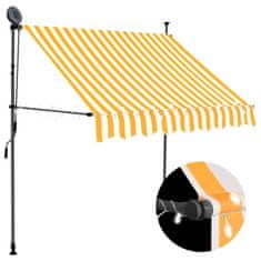 Vidaxl Ročno zložljiva tenda z LED lučmi 200 cm bela in oranžna
