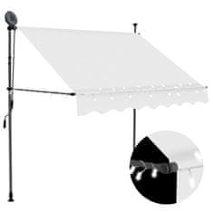 Vidaxl Ročno zložljiva tenda z LED lučmi 150 cm krem
