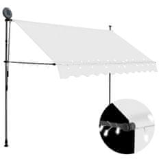 Vidaxl Ročno zložljiva tenda z LED lučmi 250 cm krem