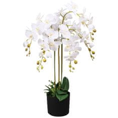 Greatstore Umetna rastlina orhideja v loncu 75 cm bela