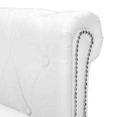 Vidaxl Chesterfield kavč L oblike umetno usnje bele barve