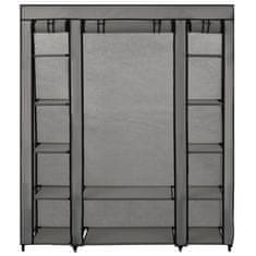 Vidaxl Garderobna omara s predelki in palicami siva 150x45x176cm blago