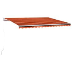 Vidaxl Ročno zložljiva tenda z LED lučmi 400x300 cm oranžna in rjava