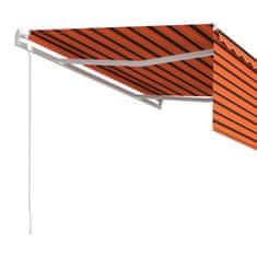 Vidaxl Avtomatska markiza z zaveso, 4x3 m, oranžno-rjava