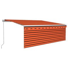 Vidaxl Ročno zvita tenda z zaveso, 4,5x3 m, oranžno-rjava