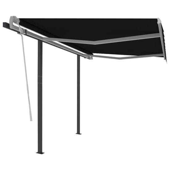 Vidaxl Ročno zložljiva tenda s stebrički 3x2,5 m antracitna