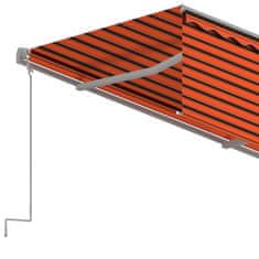 Vidaxl Ročno zvita tenda z zaveso, 4,5x3 m, oranžno-rjava