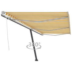 Vidaxl Prostostoječa ročno zložljiva tenda 600x350 cm rumena/bela