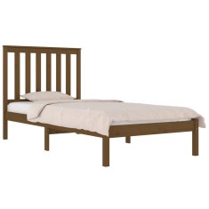 Greatstore Okvir za posteljo, medeno rjava, borov les, 90x190 cm, enojni
