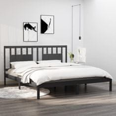 Greatstore Okvir za posteljo, siv, masivni les, 180x200 cm, Super King