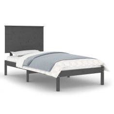 shumee Okvir za posteljo, siv, masivni les, 75x190 cm, enojni