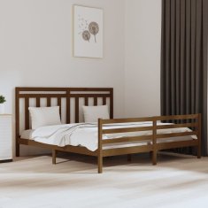 Greatstore Okvir za posteljo, medeno rjava, masivni les, 180x200 cm, Super King