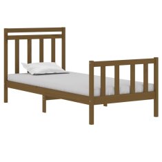 Vidaxl Okvir za posteljo, medeno rjava, masivni les, 90x190 cm, enojni