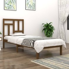 Greatstore Okvir za posteljo, medeno rjava, masivni borov les, 90x200 cm