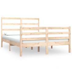 Vidaxl Posteljni okvir iz trdne borovine 135x190 cm 4FT6