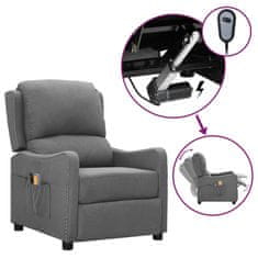 Vidaxl Električni zložljivi masažni stol, svetlo siv, tkanina