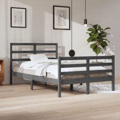 shumee Okvir za posteljo, siv, masivni borov les, 120x200 cm