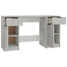 Vidaxl Pisalna miza s stranskimi omaricami beton siva inženirski les