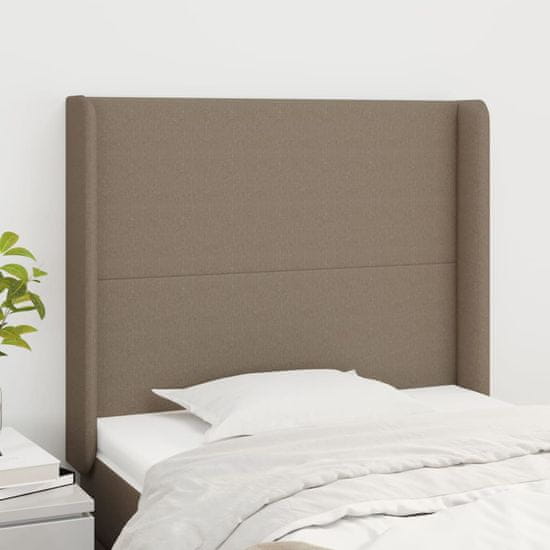 shumee vidaXL Vzglavje z ušesi taupe 93x16x118/128 cm blago