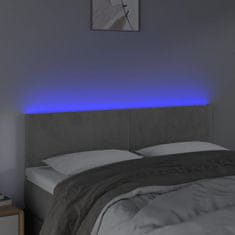 Vidaxl LED posteljno vzglavje svetlo sivo 144x5x78/88 cm žamet