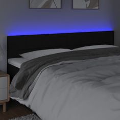 Vidaxl LED posteljno vzglavje črno 160x5x78/88 cm blago