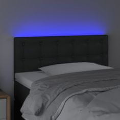 Vidaxl LED posteljno vzglavje črno 90x5x78/88 cm umetno usnje