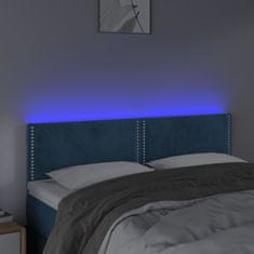 Vidaxl LED posteljno vzglavje temno modro 144x5x78/88 cm žamet